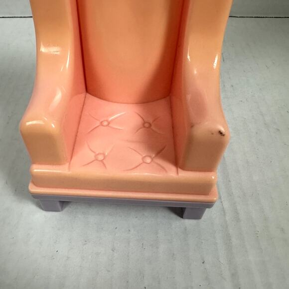 Vintage Playskool Dollhouse Wingback Tufted Armchair Chair Pink Purple Vintage - Picture 6 of 8